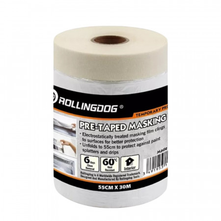 Плівка захисна на малярній стрічці Rollingdog Masking Film 8мкм, 55cм х 30м (80046)