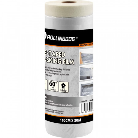 Плівка захисна на малярній стрічці Rollingdog Masking Film 8мкм, 110cм х 30м (80499)